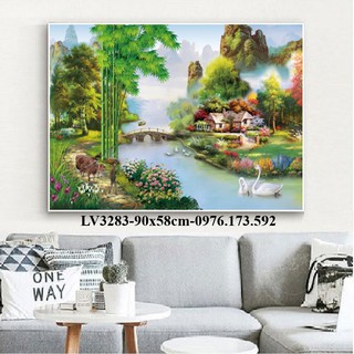 Tranh thêu chữ thập Ngôi Nhà Hạnh Phúc I 90x58cm I LV3283