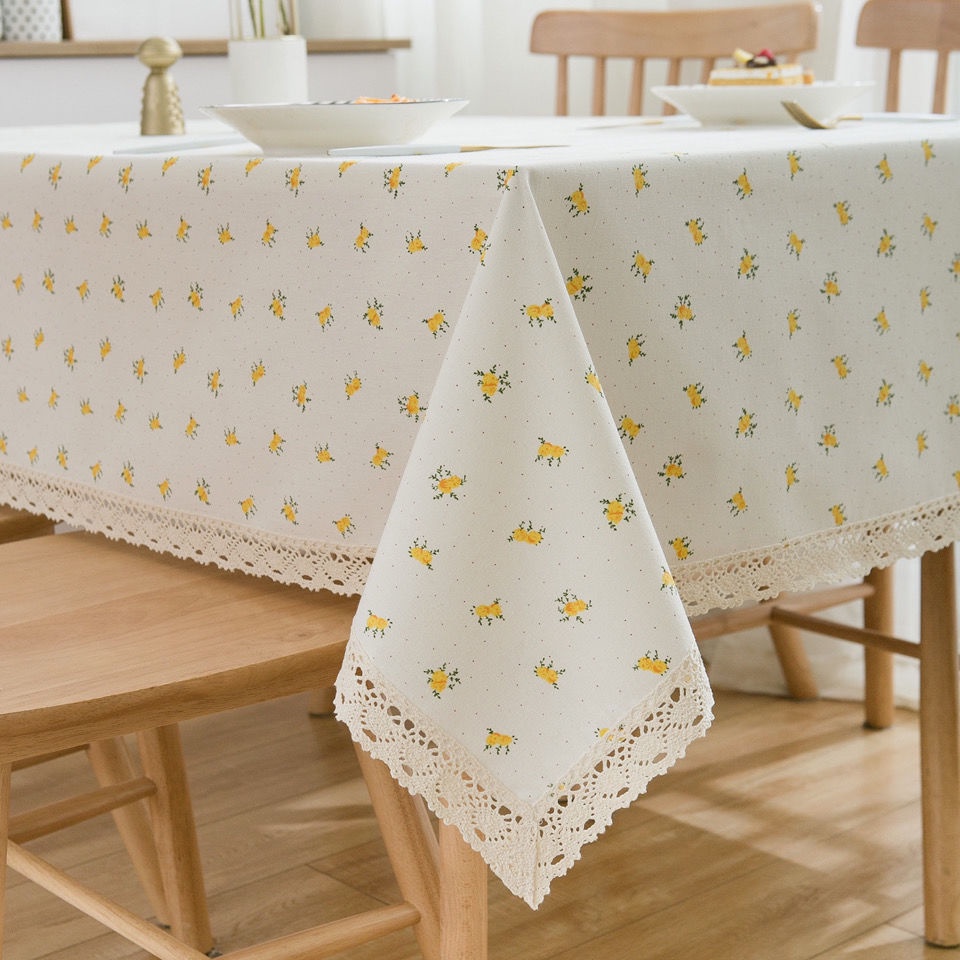 Khăn Trải Bàn Vải Cotton Ren Hoa Tươi Mới Có Thể Tùy Chỉnh
