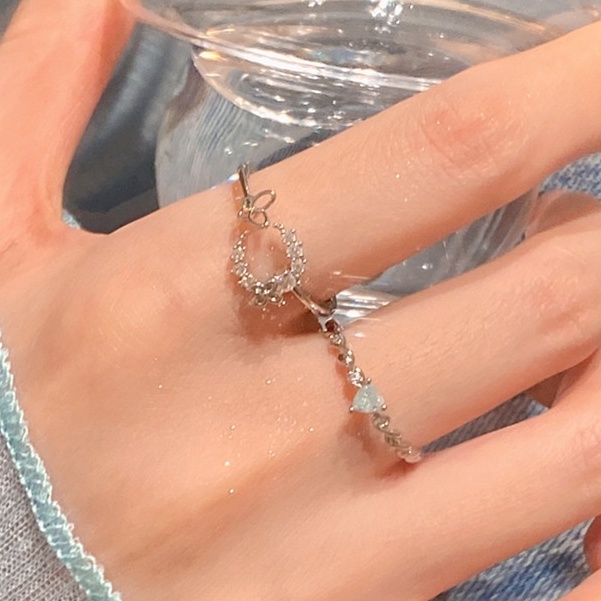Nhẫn Hở Hình Trái Tim Đính Đá Zircon Thời Trang Hàn Quốc