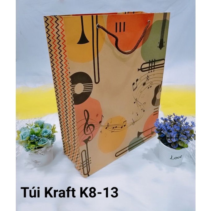 Túi giấy kraft hoa văn 30x40x12