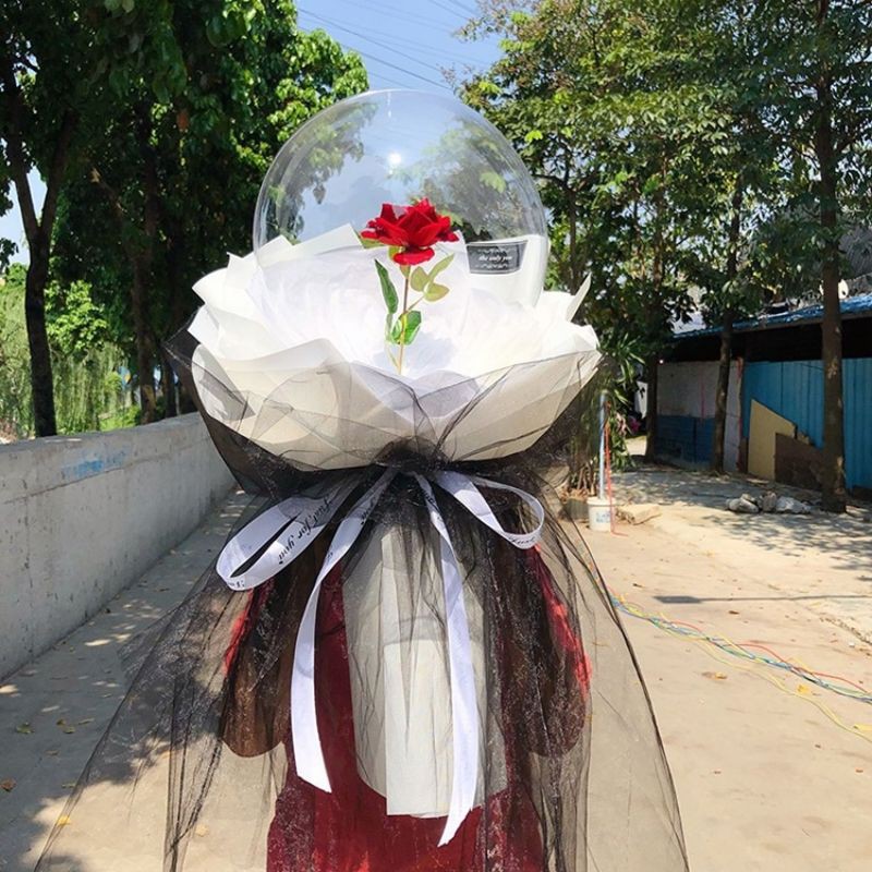 Sét bóng lồng sẵn hoa, que, đèn led, giấy gói, ruban, bơm, voan lưới