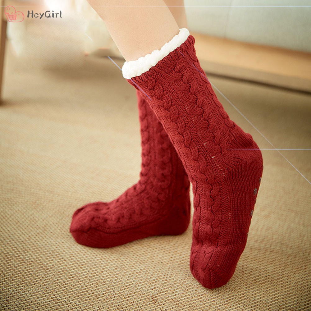 1Pair Warm Ultra-Plush Slipper Socks Thick Anti Slip Indoor Floor Ankle Sock