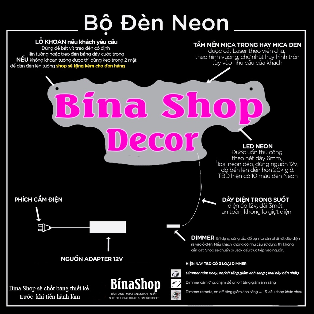 Đèn Led Neon theo yêu cầu theo tên chữ decor trang trí phòng ngủ dán tường