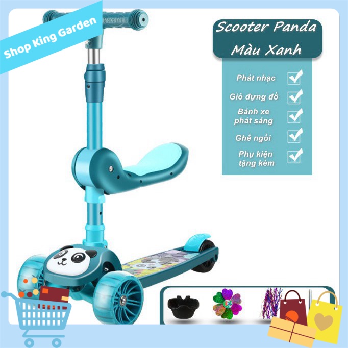 King's Garden - Xe Scooter vận động PANDA 3In1 Chồi Chân, Có Nhạc