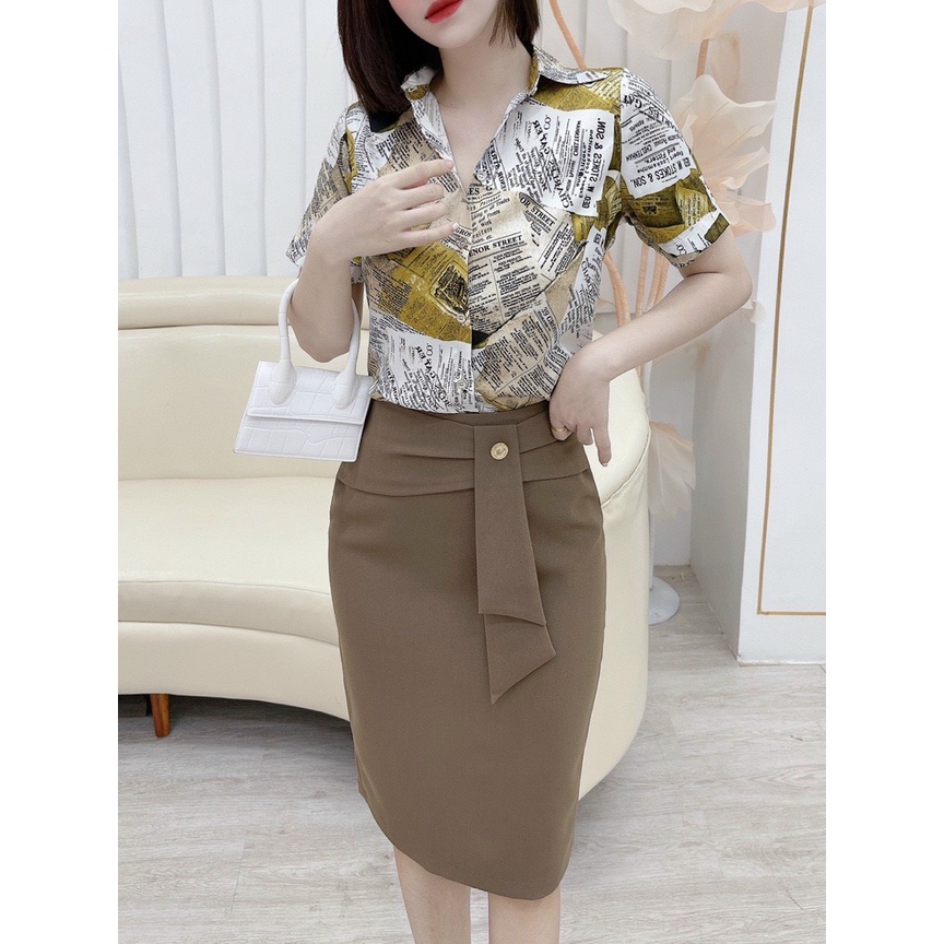 Chân Váy Công Sở, chân váy Đính Lơ, Váy Công sở nữ, Chất vải Umi nhập khẩu, Mặc được cả 4 mùa trong năm