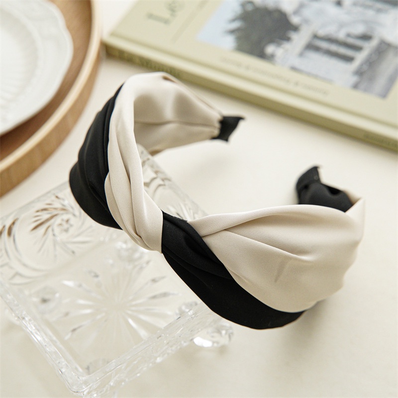 Băng Đô Satin Đan Chéo Hai Màu Sắc Chất Lượng Cao Phong Cách Hàn Quốc Cho Nữ