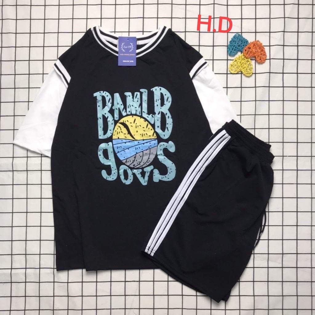 Sét áo Baml phối tay + quần đùi 3 sọc HDA0321