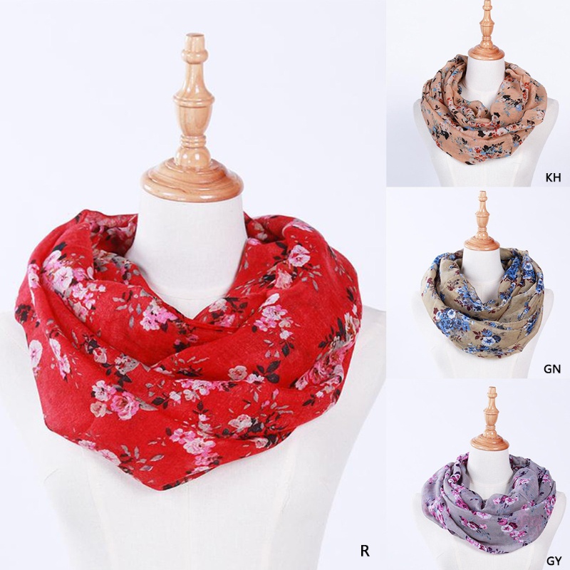 Youyo Khăn Choàng Cổ Tròn In Họa Tiết Hoa Bò Sữa Vintage Thời Trang Cho Nữ