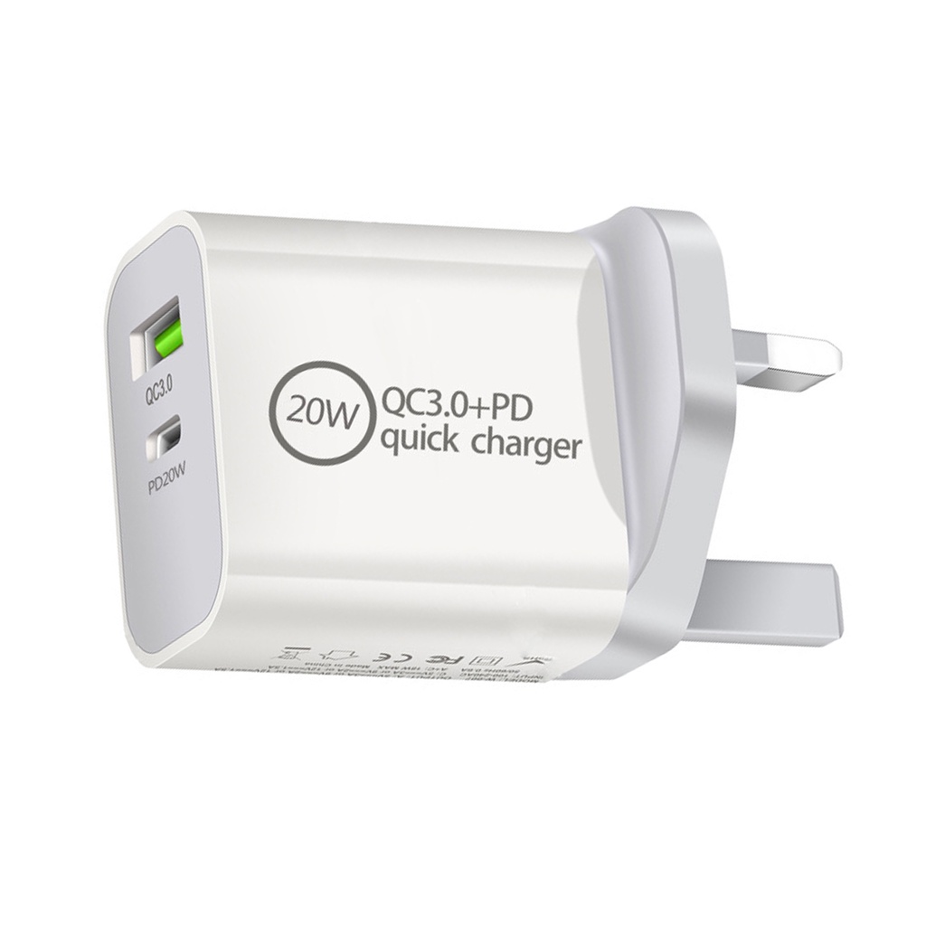 Cốc Sạc Điện Thoại Nhanh Hai Cổng Us / Eu / Uk / Au Pd 20w Qc3.0