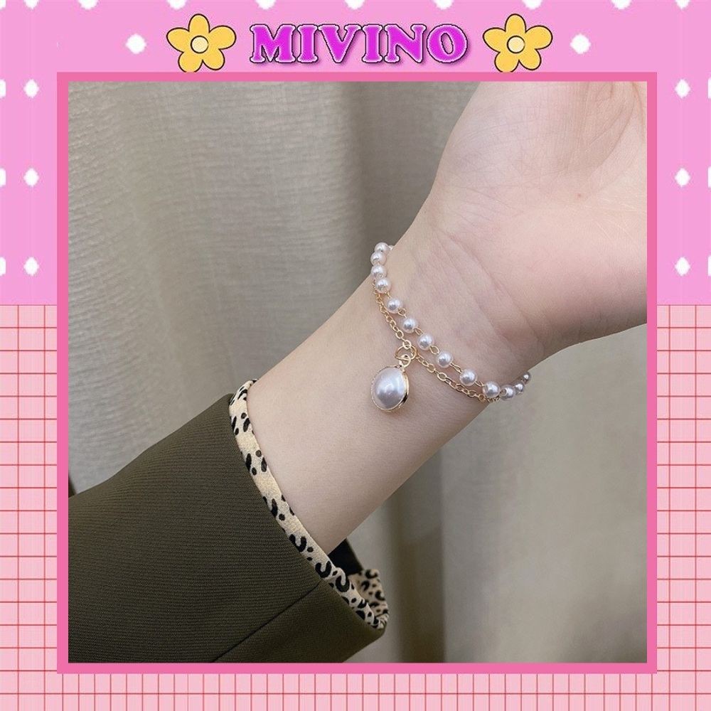 Vòng tay Mivino vòng tay 2 sợi ngọc trai nhân tạo cao cấp PK19