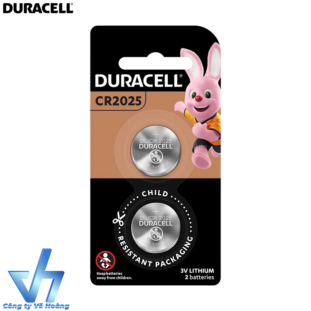 Vỉ 2 viên pin CR2025 Duracell chính hãng