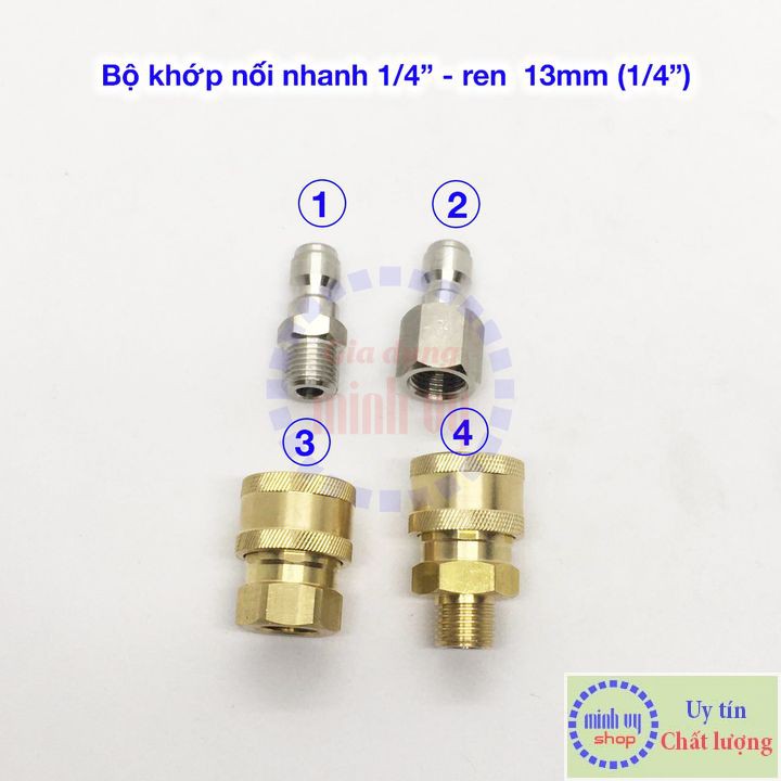 Khớp nối nhanh đực/cái 1/4&quot; ren trong ngoài 13mm (1/4&quot;)