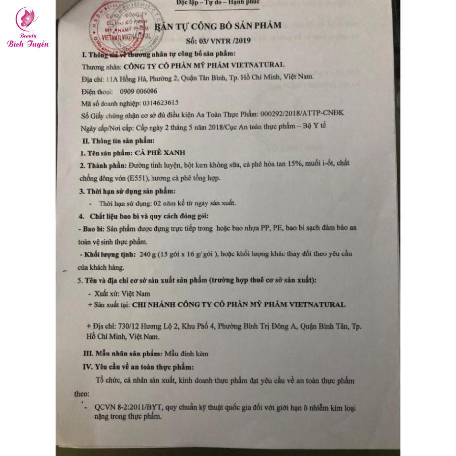 Cà Phê Xanh cam kết chính hãng có tem điện tử Thiên Nhiên Việt Giá sỉ