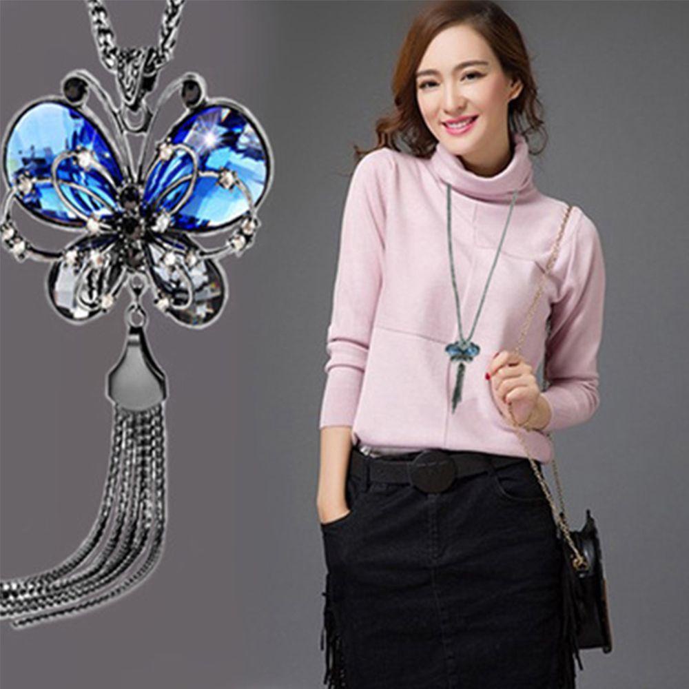 Vòng cổ Dài Bằng Hợp Kim Kẽm Mặt Hình Bướm Thời Trang Cho Nữ