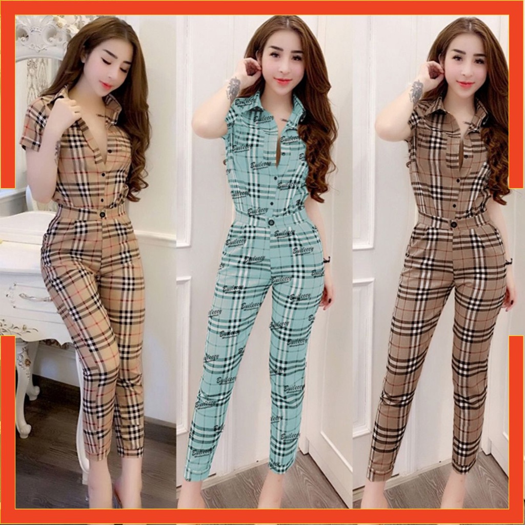 Quần Áo Nữ 🎁FREESHIP🎁 Set nguyên bộ áo sơ mi quần dài họa tiết BBR TJ1082