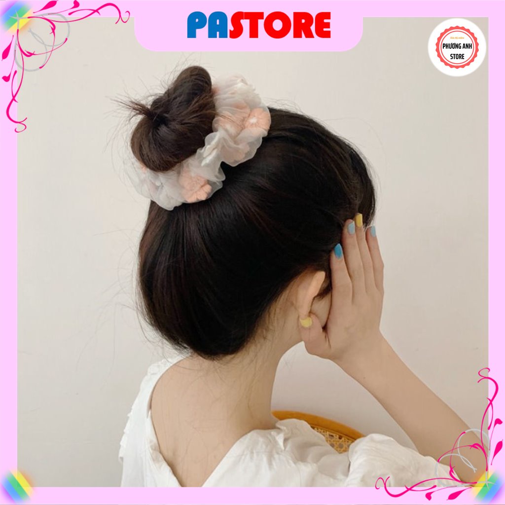 Cột Tóc Vải Scrunchies Họa Tiết Caro Vintage Hàn Quốc Dễ Thương Dành Cho Nữ PASTORE