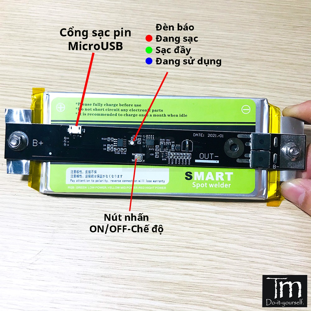 Máy Hàn Cell Pin Cầm tay Dùng Pin Lipo 100C Xả Cao