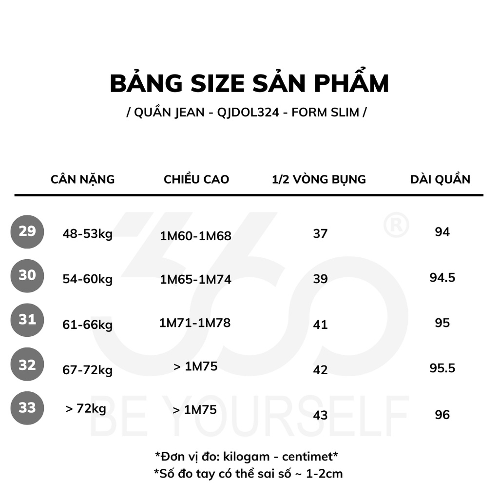 Quần jean nam ông đứng slimfit thương hiệu 360 Boutique màu jeans xanh denim chất liệu bò cao cấp - QJDOL324