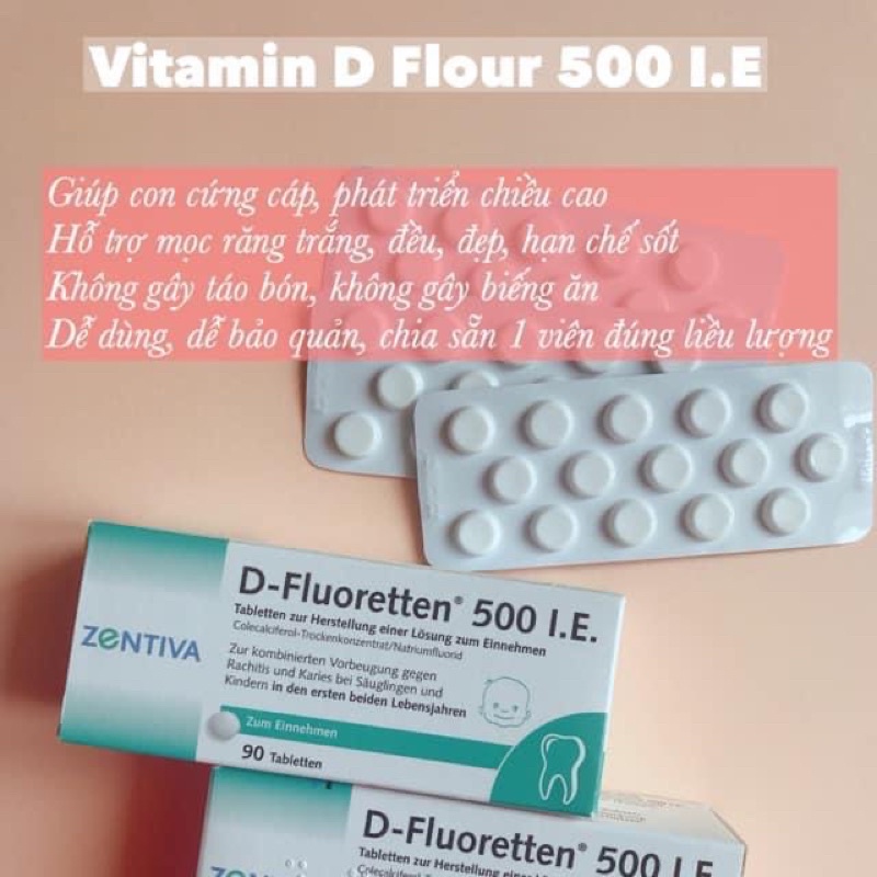 Vitamin D Fluoretten 500 I.E của Đức cho trẻ sơ sinh, 90 viên