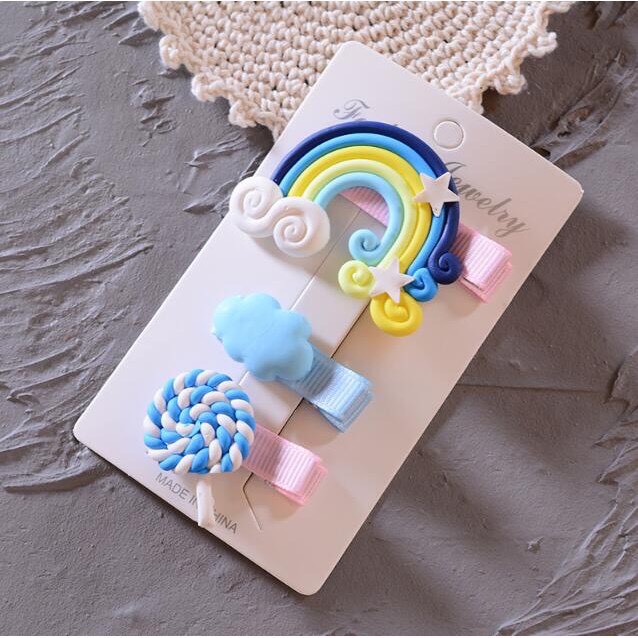 Set 3 Kẹp Tóc Cầu Vồng Xinh Xắn Phong Cách Hàn Quốc - Kẹp Tóc Kẹo Ngọt Cho Bé - Dumi Shop GG