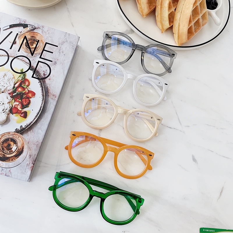 Kính giả cận, Gọng kính tròn to 9048 oversize nhựa Tr chắc chắn nhiều màu xinh Jolie eywear