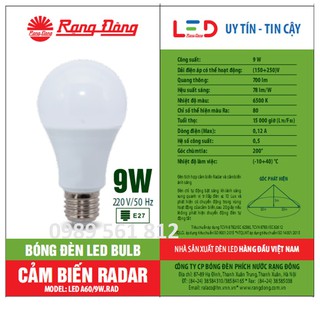 Đèn led bulb cảm biến radar 7w/9w rạng đông