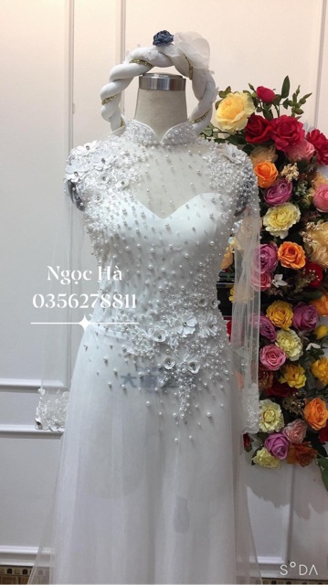 Áo dài cho cô dâu ngày ăn hỏi. Giá 500.000đ_700.000đ. Giúp cô dâu ngày cưới thêm lộng lẫy thêm xinh đẹp thêm sang trọng. | BigBuy360 - bigbuy360.vn
