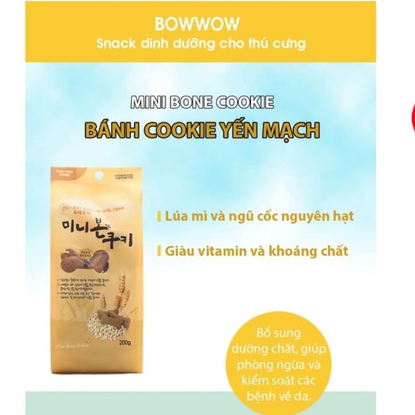 Thức ăn vặt bánh thưởng bánh huấn luyện Bánh cookie yến mạch cho chó BOWWOW 200g