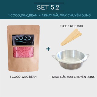 1 sáp wax lông Coco Wax Bean + bộ dụng cụ wax lông (free que wax)