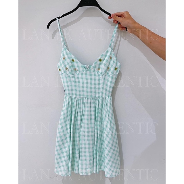Váy hai dây kẻ caro xanh (kèm ảnh thật)