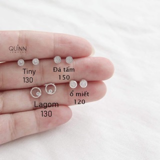 Khuyên tai nụ bạc dáng tròn, Tiny, Lagom, Đá tấm, Ổ miết