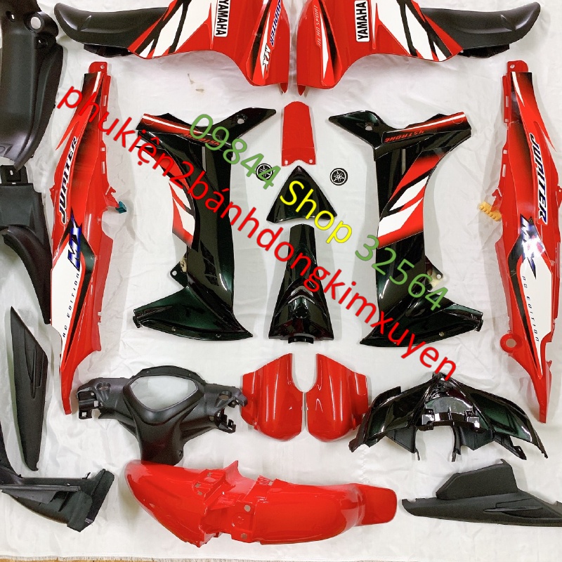 Bộ dàn áo xe JUPITER MX MÀU ĐỎ ĐEN --vỏ nhựa xe JUPITER GRAVITA-nhựa nguyên sinh cao cấp