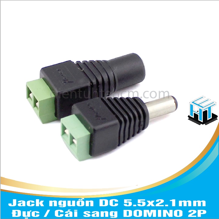 Jack nguồn DC 5.5x2.1mm Đực/Cái sang Domino 2P(combo 4 cái)