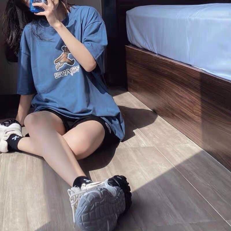 [Xả Kho]Sét Bộ Áo Thun Gấu Xanh Dương Kèm Quần Đùi Đen( kèm video/ảnh thật)