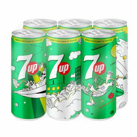 Lốc 6 Lon Nước Ngọt Có Gas 7Up (330ml / Lon) 