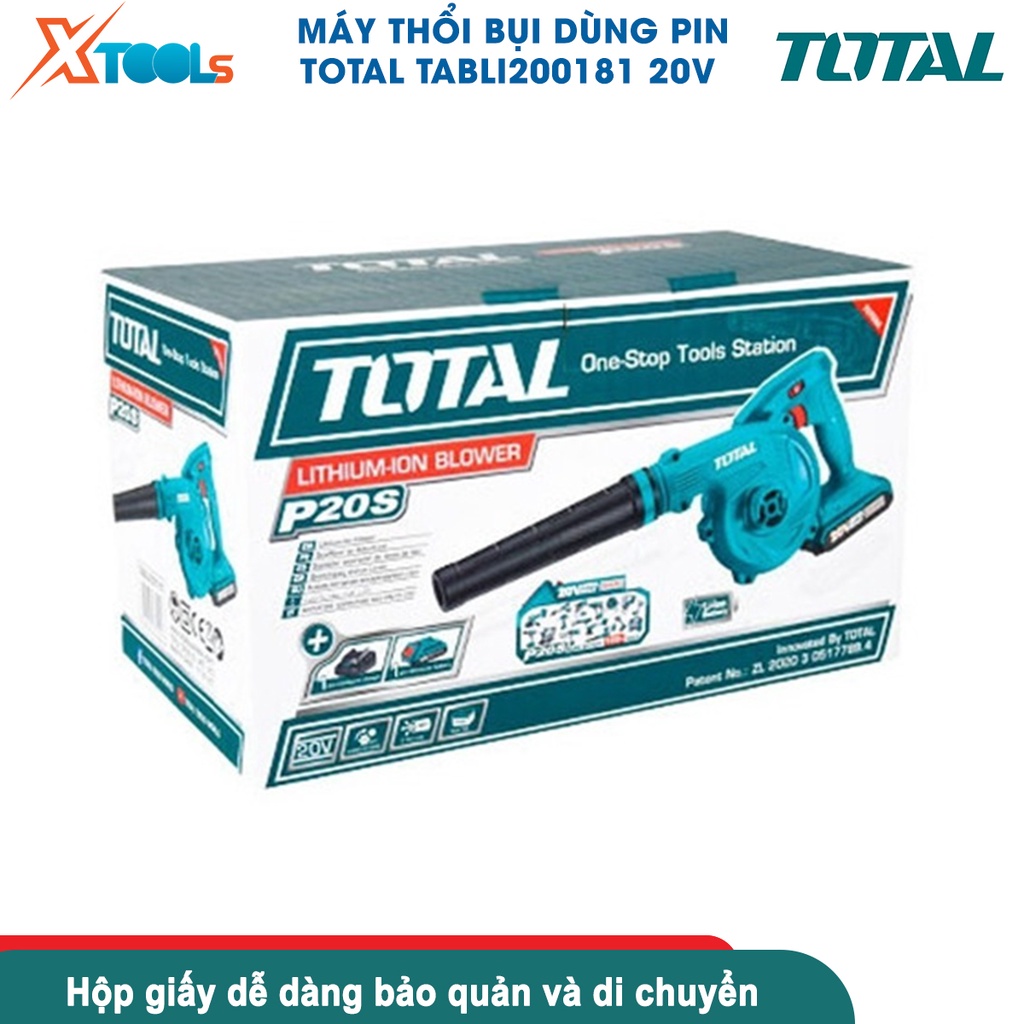 Máy thổi bụi dùng pin 20V TOTAL TABLI200181 kèm 1 pin 1 sạc, máy thổi lá cầm tay Điện thế pin 20V [CHÍNH HÃNG][XTOOLS]