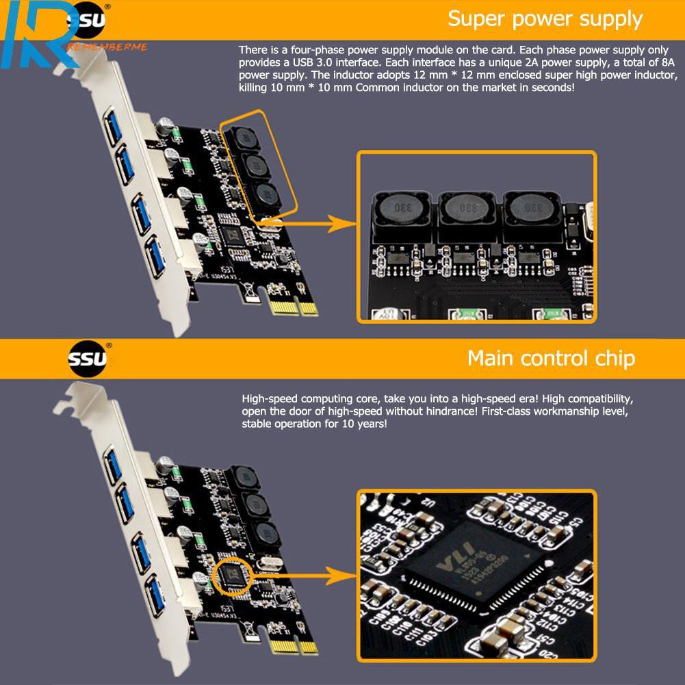 Card Mở Rộng Pcie U3V04S + 4 Cổng Usb 3.0 Pcie