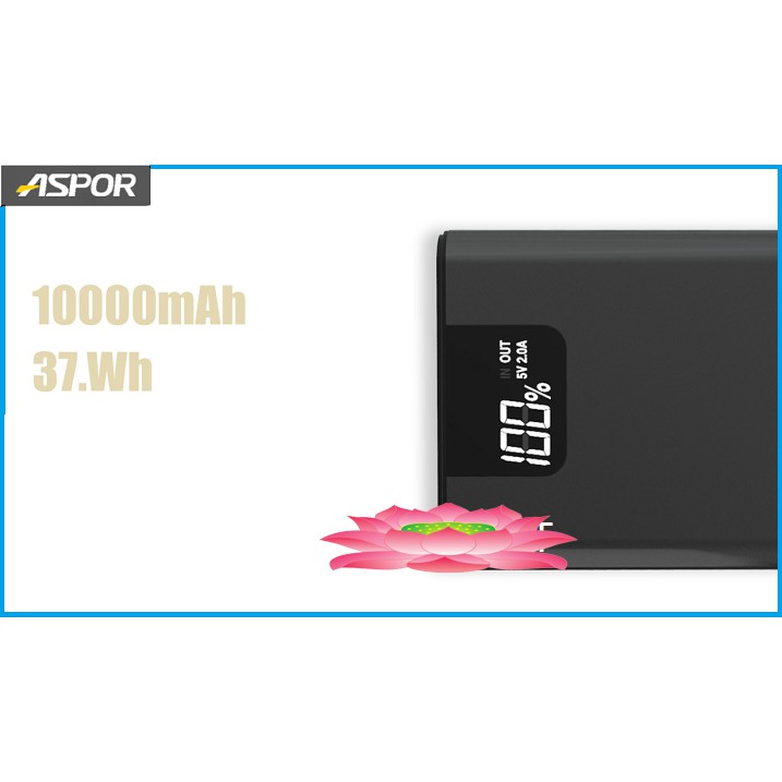 Sạc dự phòng, chính hãng ASPOR dung lượng 10000mAh- Pin sạc dự phòng chuẩn aspor hơn nhiều xiaomi