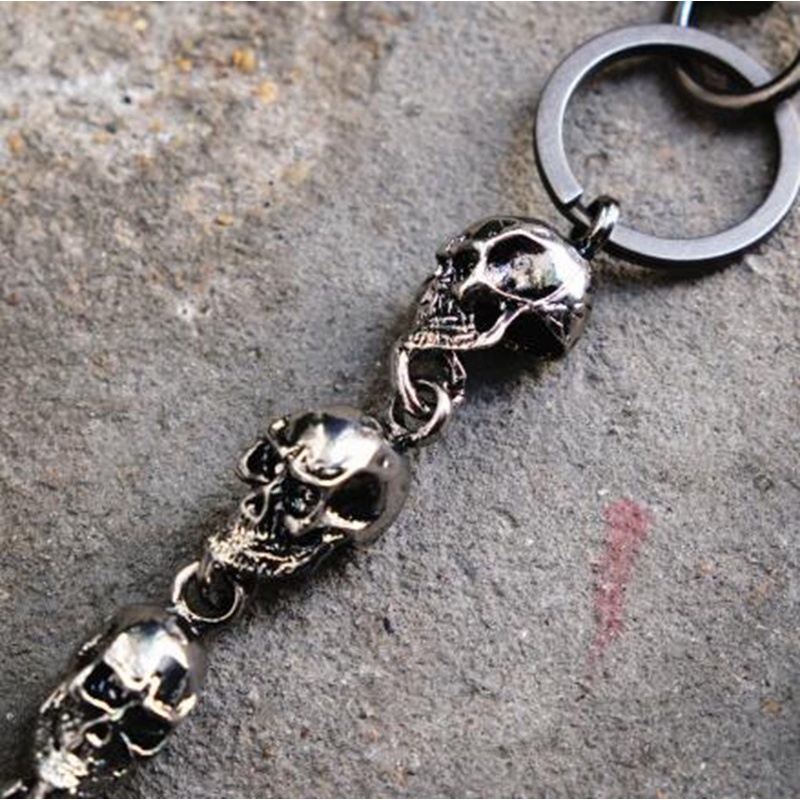 Móc Khóa Kim Loại Gắn Ví Hình Đầu Lâu Phong Cách Hip Hop Dành Cho Nam