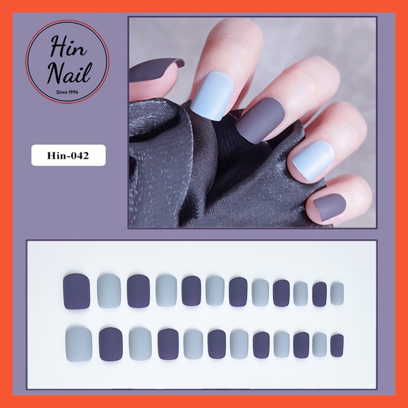 Bộ 24 móng tay giả Hin Nail tông màu tím mộng mơ