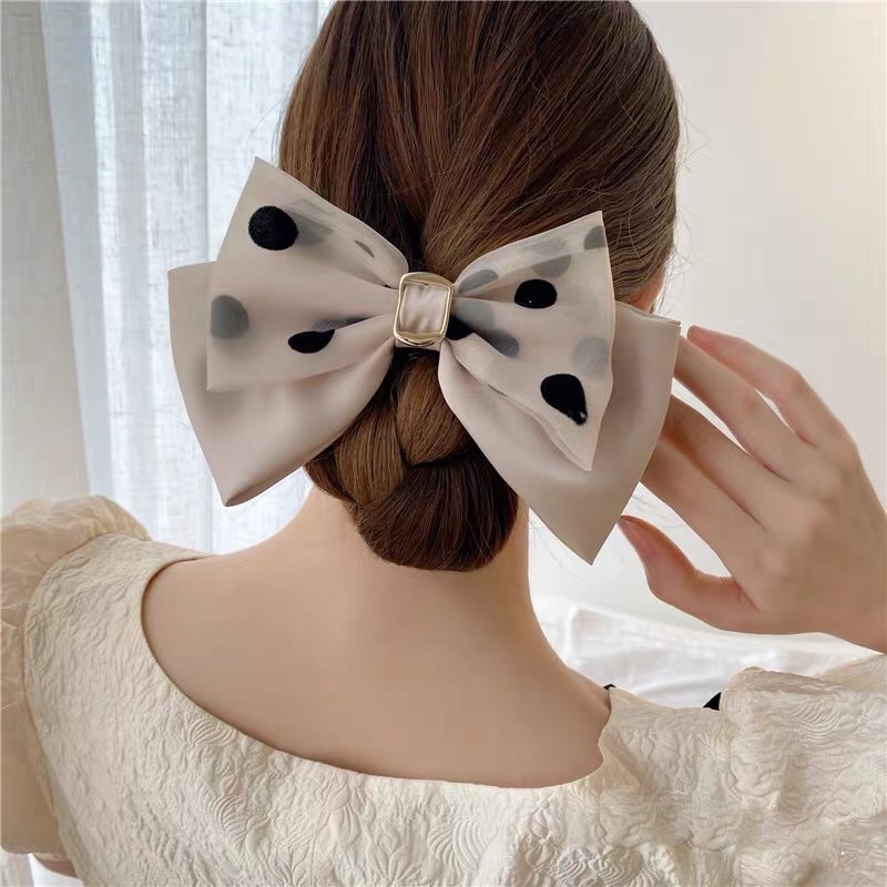 Cặp Tóc Nơ Tiểu Thư Đính Hạt Thời Trang Thịnh Hành Phong Cách Hàn Quốc