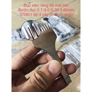 Đục xiên mài mịn răng, may ví da thủ công