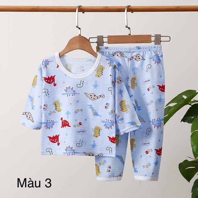 Bộ cotton tre Quảng Châu dài tay cho bé từ 8 đến 20kg (Màu 1-4 )