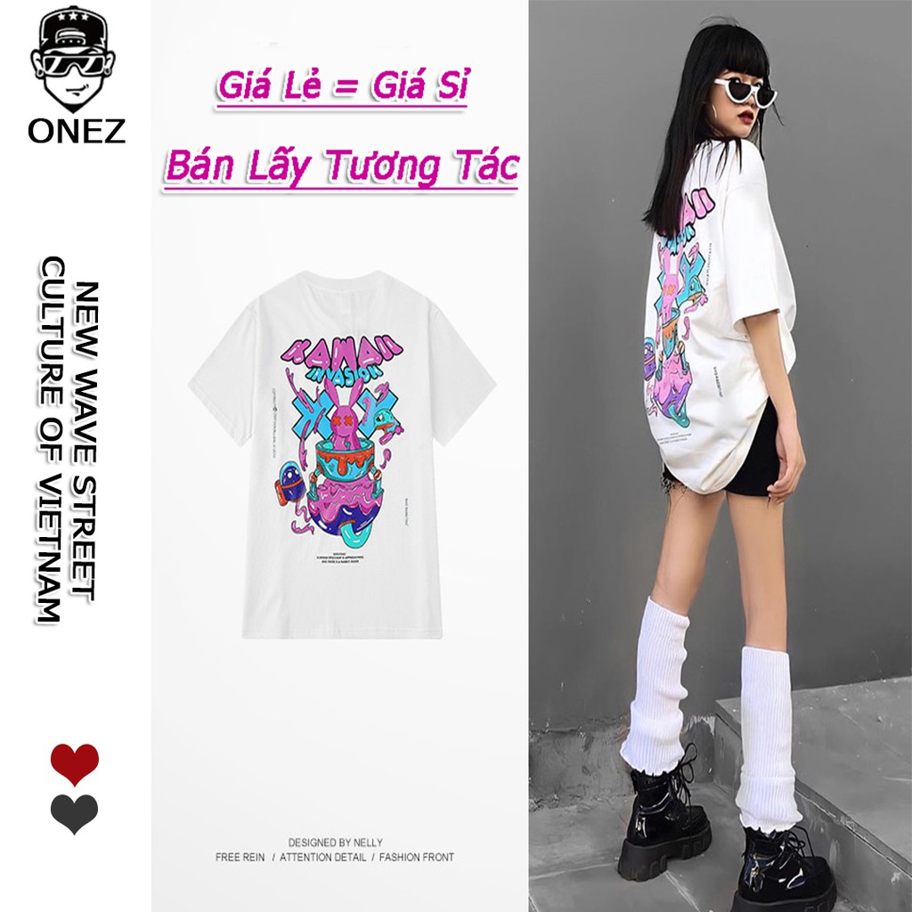 [Bán Giá Gốc] Áo thun tay lỡ ONEZ , Áo phông Unisex nam nữ Cotton oversize form rộng KAWAII OZT03