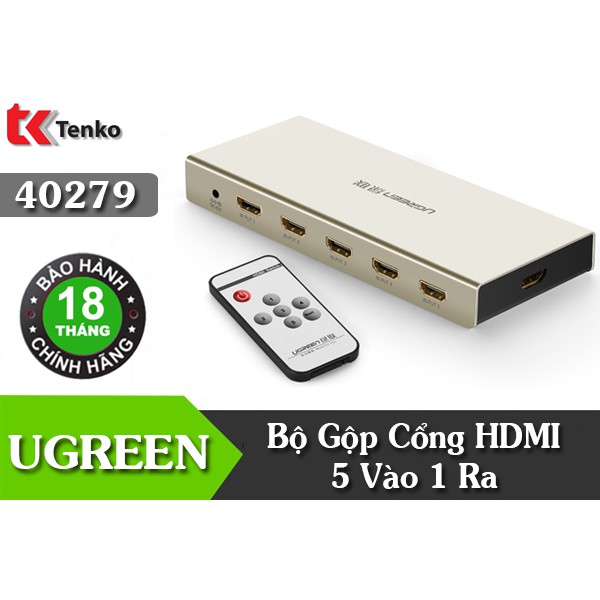 Bộ Gộp HDMI 5 Vào 1 Ra Hỗ Trợ 4K Ugreen 40279