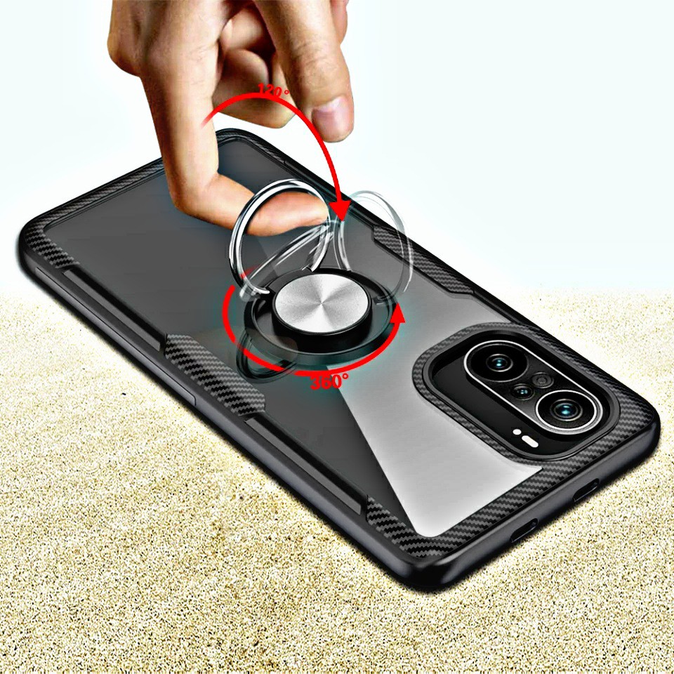 Ốp lưng Poco F3 / Redmi K40 / k40 Pro chống sốc giá đỡ Iring lưng trong viền màu cao cấp