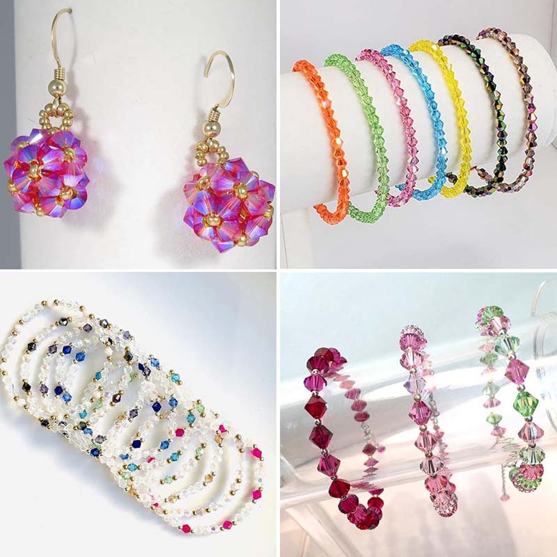 Bộ 100 Hạt Pha Lê Lấp Lánh 4mm Dùng Làm Trang Sức Thủ Công