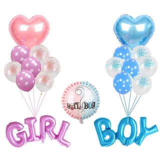 Bộ bong bóng trang trí tiệc dự đoán giới tính màu xanh hồng Tbgt52