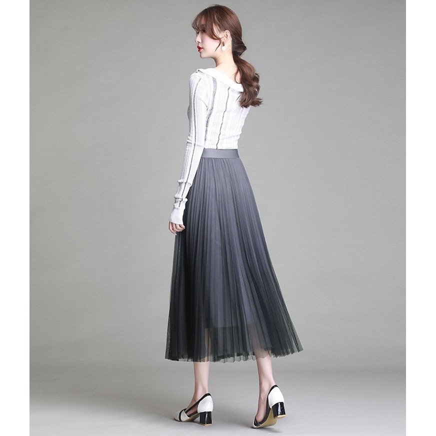 [Jamela Store] Chân váy xếp ly phối màu loang dáng dài | BigBuy360 - bigbuy360.vn