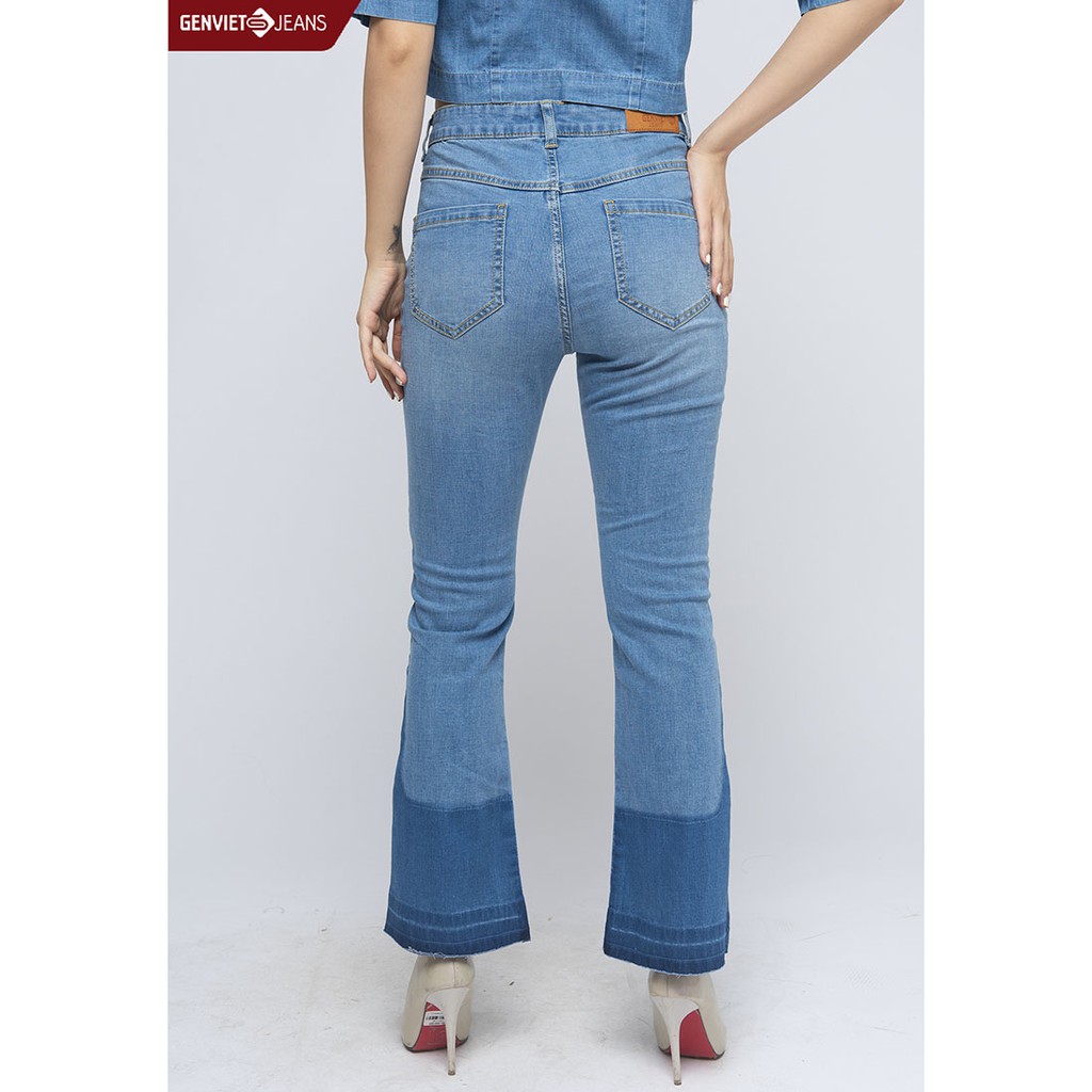 Quần Dài Jeans Nữ Ống Loe Xe Gấu XQ110J930 GENVIE